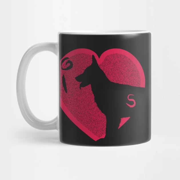 Distressed Minimalistic Red Heart I Love German Shepherds by pelagio